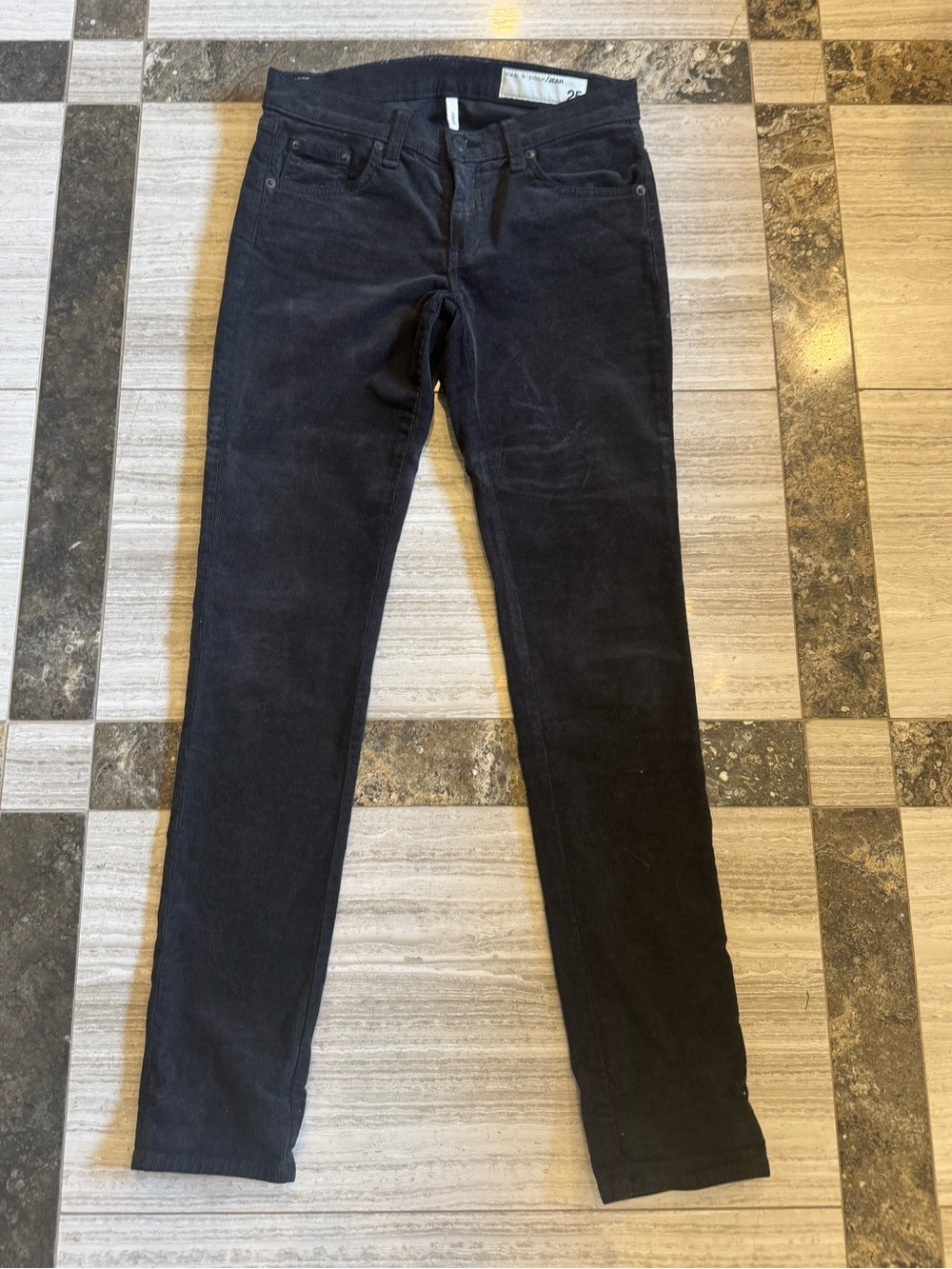 rag & bone Women's Black Corduroy Skinny Jeans charcoal color